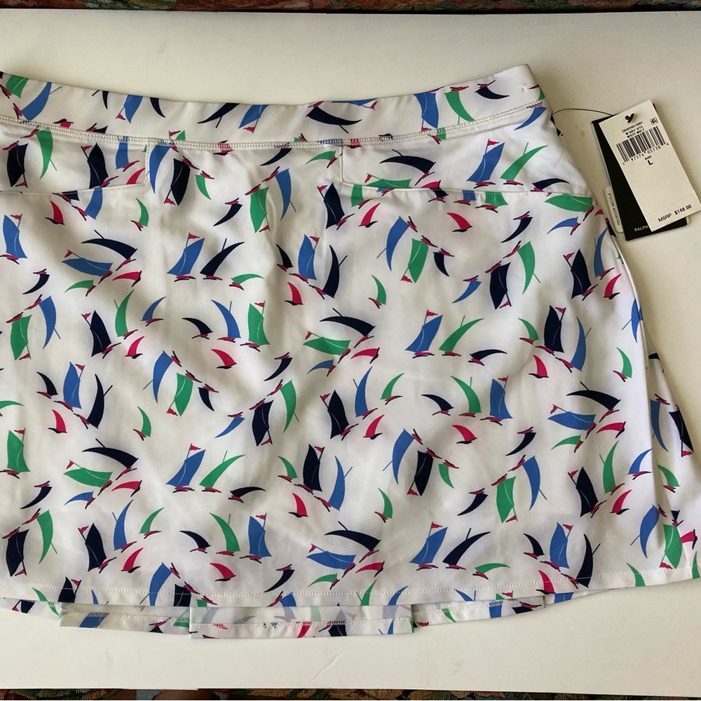 Ralph Lauren RLX Aim 4 Way Stretch Back Pleats Skort L White Starboard Sails 15”